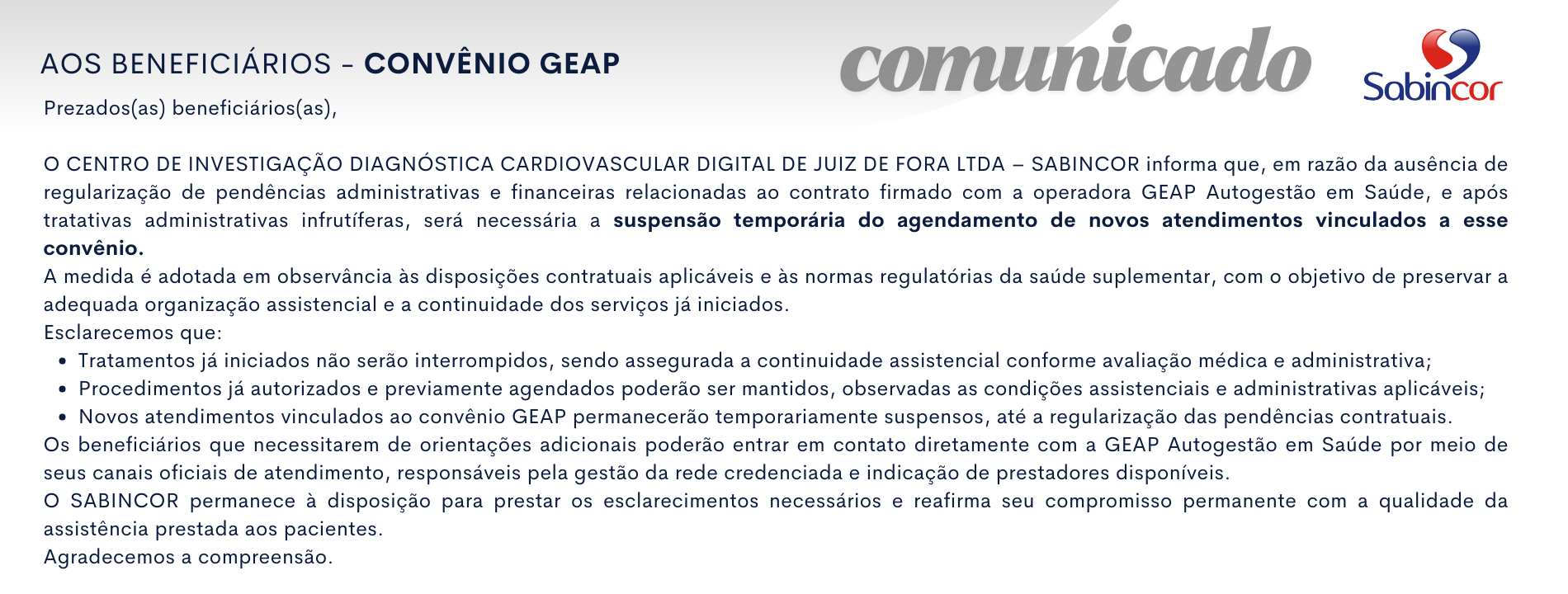 Comunicado GEAP